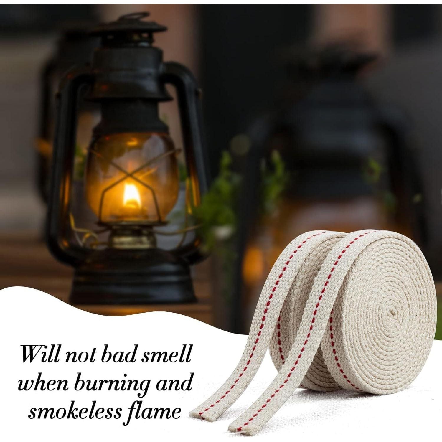 Sukh Lamp Wick Lantern Wick - Lantern Wicks 3 Rolls 1/2 Inch Flat Cotton Oil Lamp Wick With Genuine Red Stitch Replacement Oil Lanterns Wick For Paraffin Oil Kerosene Based Lanterns And Candle Burners,