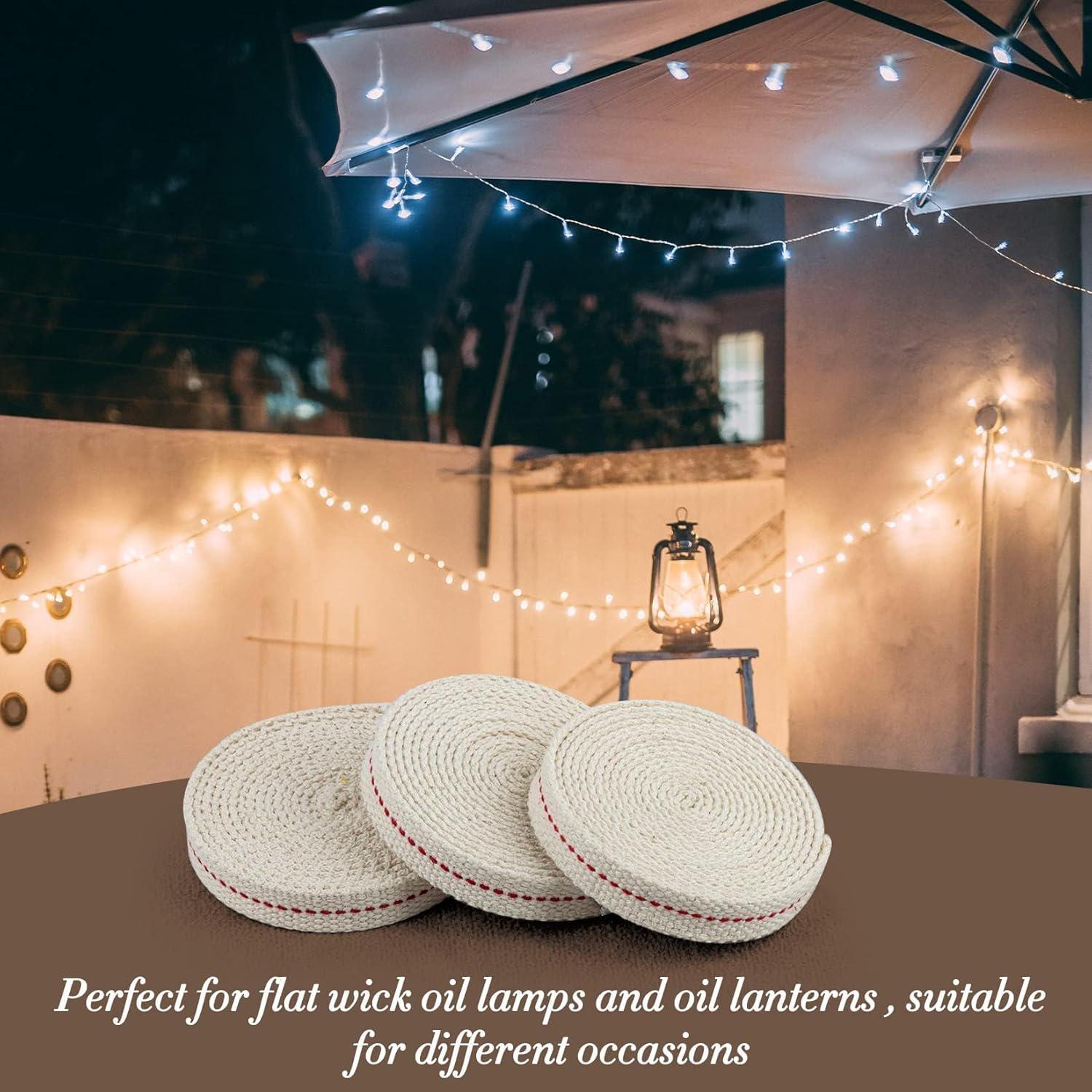 Sukh Lamp Wick Lantern Wick - Lantern Wicks 3 Rolls 1/2 Inch Flat Cotton Oil Lamp Wick With Genuine Red Stitch Replacement Oil Lanterns Wick For Paraffin Oil Kerosene Based Lanterns And Candle Burners,