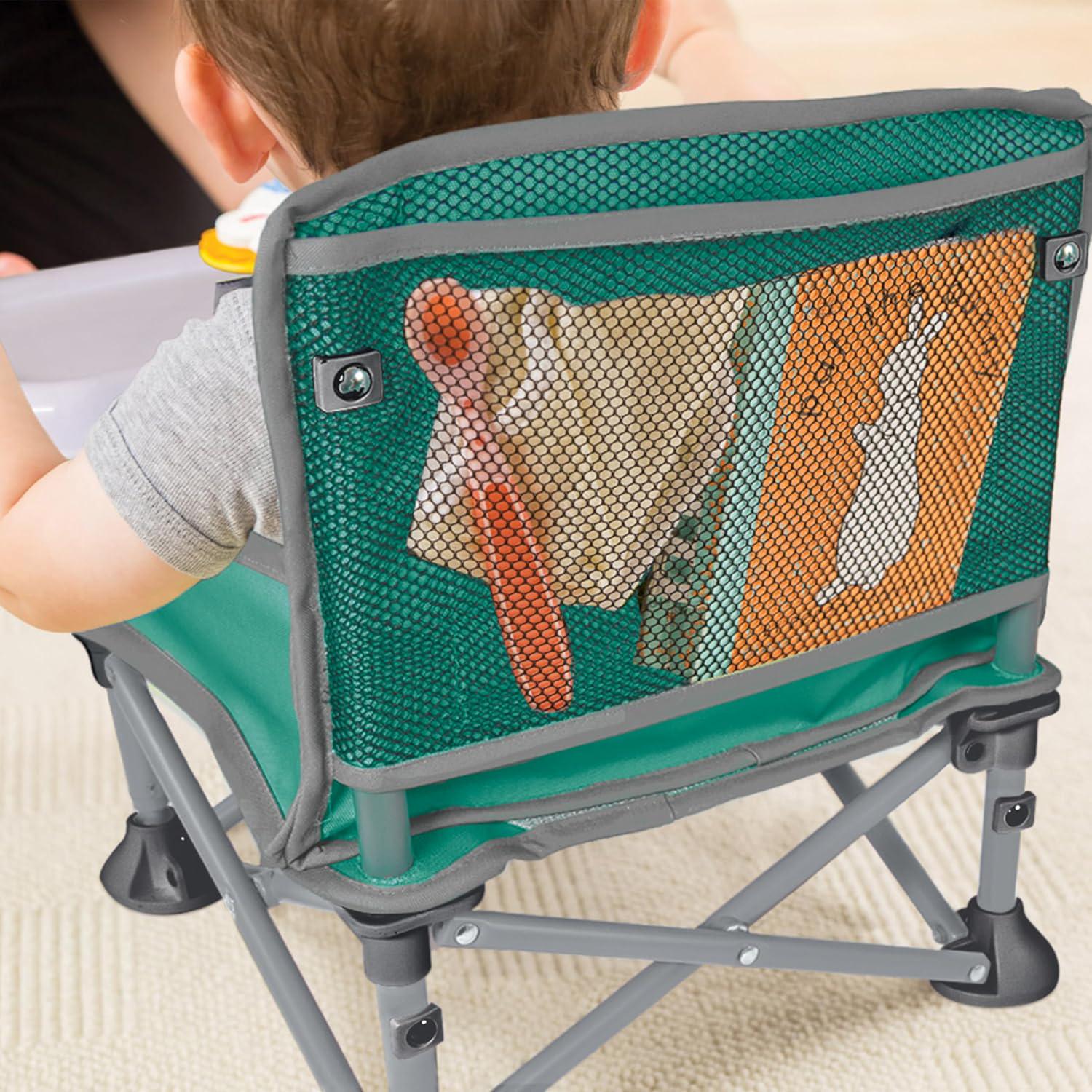 Summer By Bright Starts Pop 'N Sit Portable Booster Chair, Floor Seat, Indoor/Outdoor Use, Compact Fold, Teal, 6 Mos - 3 Yrs,