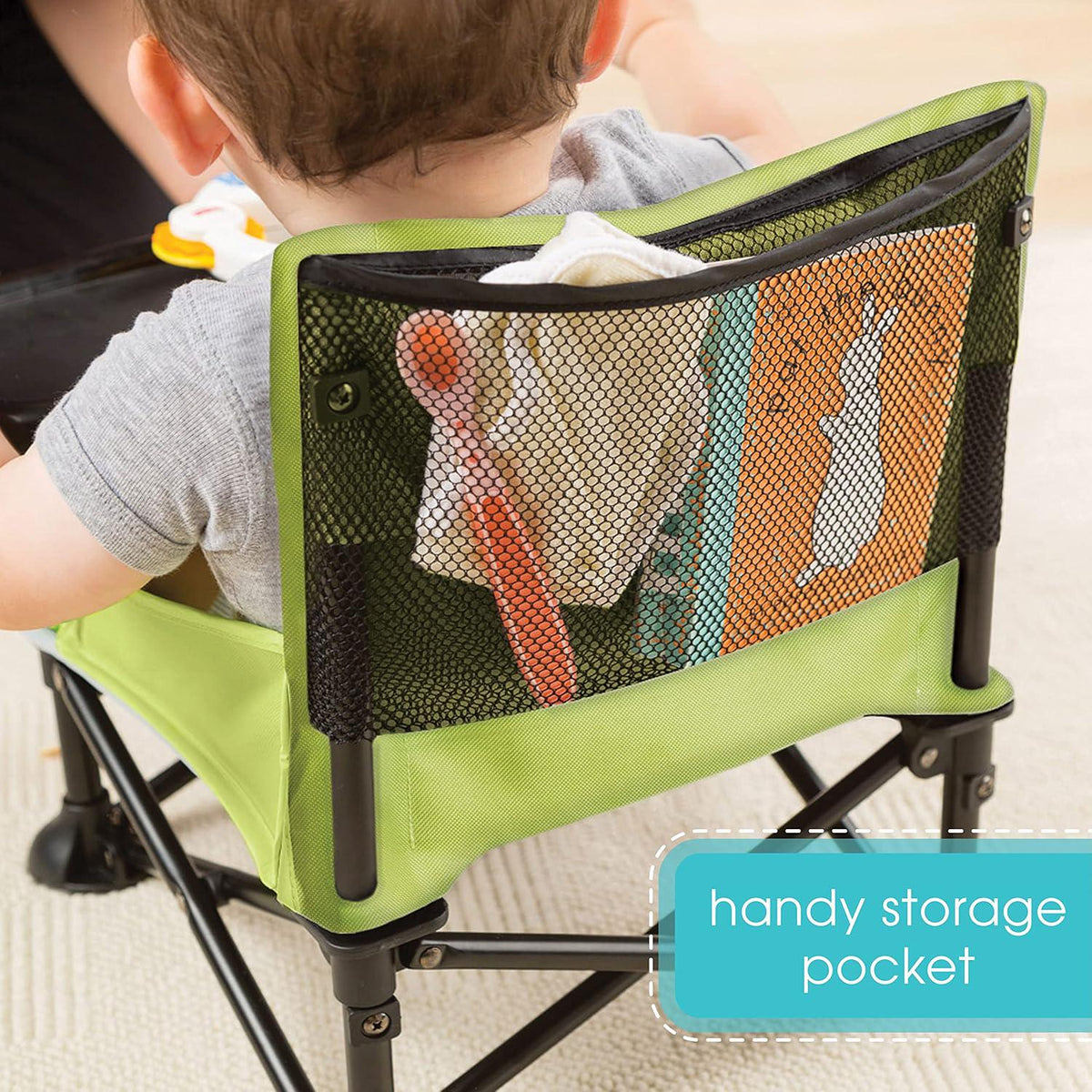 Summer By Bright Starts Pop 'N Sit Portable Booster Chair, Floor Seat, Indoor/Outdoor Use, Compact Fold, Green, 6 Mos - 3 Yrs,