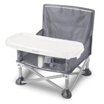 Summer By Bright Starts Pop 'N Sit Portable Booster Chair, Floor Seat, Indoor/Outdoor Use, Compact Fold, Grey, 6 Mos - 3 Yrs,