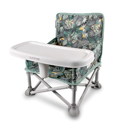 Summer By Bright Starts Pop 'N Sit Portable Booster Chair, Floor Seat, Indoor/Outdoor Use, Compact Fold, Jungle Botanical, 6 Mos - 3 Yrs,