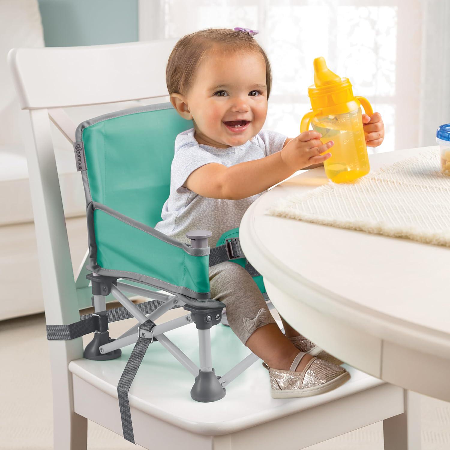 Summer By Bright Starts Pop 'N Sit Portable Booster Chair, Floor Seat, Indoor/Outdoor Use, Compact Fold, Teal, 6 Mos - 3 Yrs,