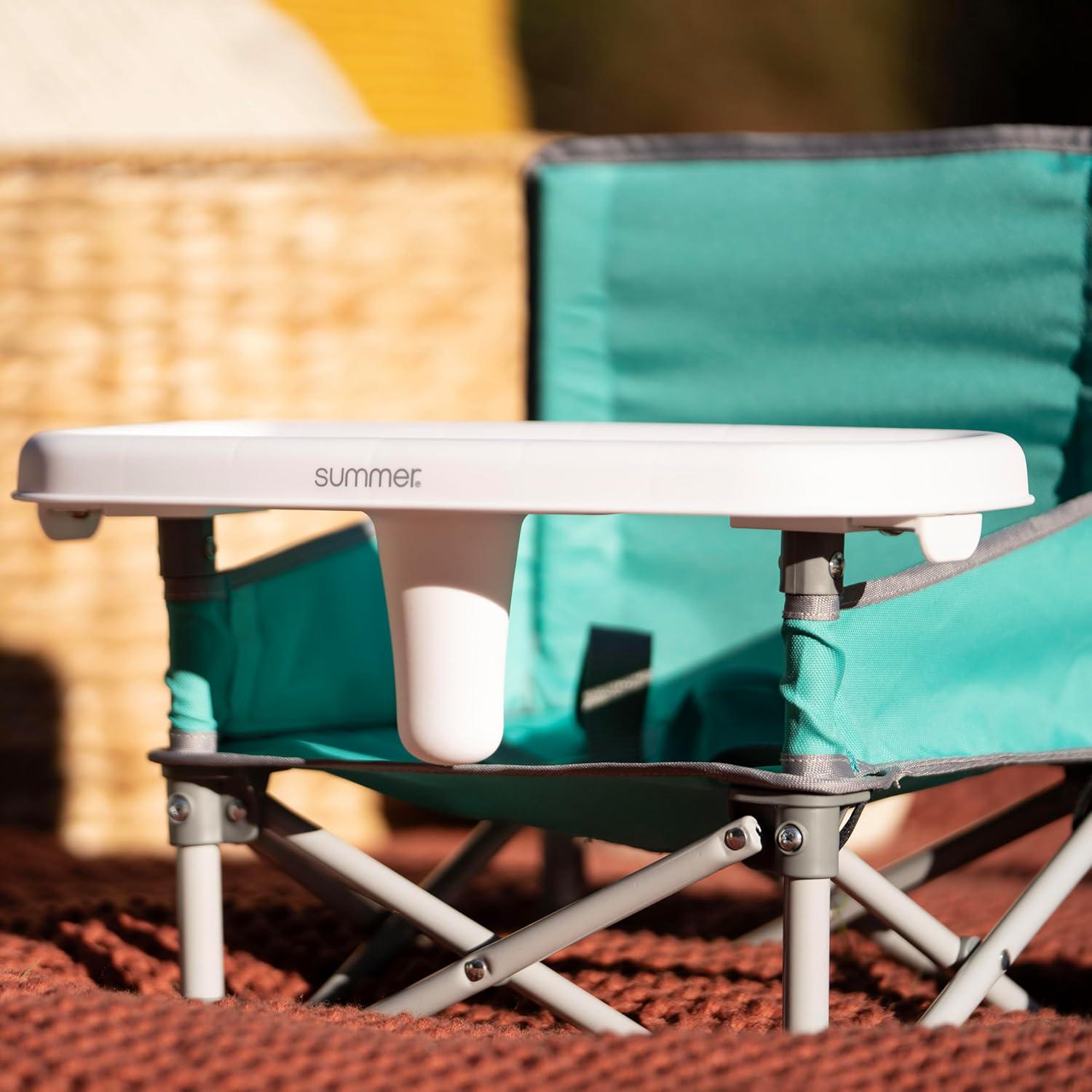 Summer By Bright Starts Pop 'N Sit Portable Booster Chair, Floor Seat, Indoor/Outdoor Use, Compact Fold, Teal, 6 Mos - 3 Yrs,