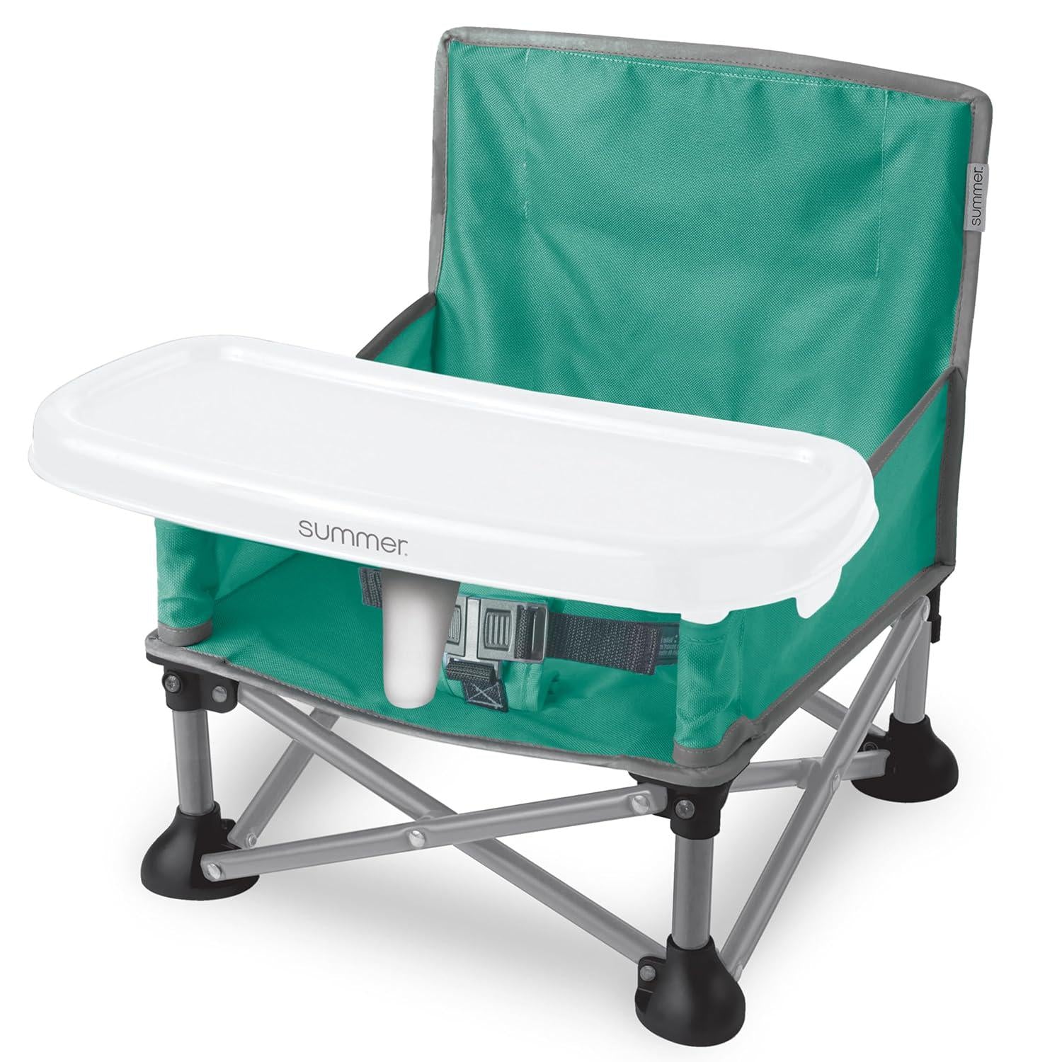 Summer By Bright Starts Pop 'N Sit Portable Booster Chair, Floor Seat, Indoor/Outdoor Use, Compact Fold, Teal, 6 Mos - 3 Yrs,
