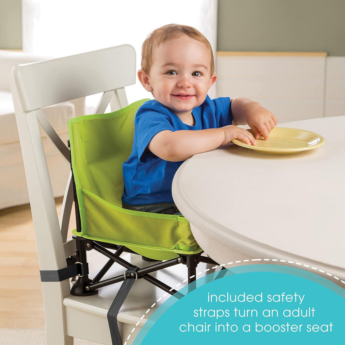 Summer By Bright Starts Pop 'N Sit Portable Booster Chair, Floor Seat, Indoor/Outdoor Use, Compact Fold, Green, 6 Mos - 3 Yrs,