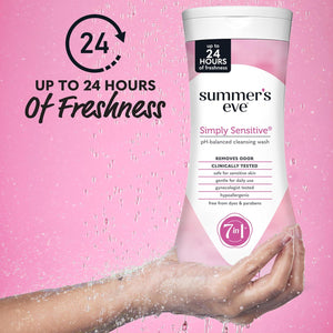 Summer’s Eve Simply Sensitive Daily Gentle All-Over Feminine Body Wash, Removes Odor, pH Balanced, 15oz