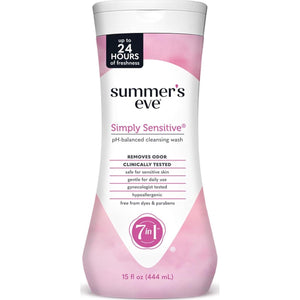 Summer’s Eve Simply Sensitive Daily Gentle All-Over Feminine Body Wash, Removes Odor, pH Balanced, 15oz