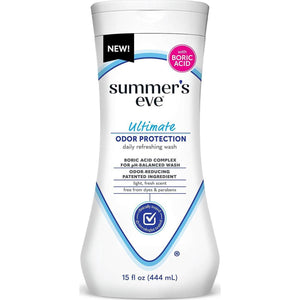 Summer’s Eve Ultimate Odor Control Feminine Body Wash with Boric Acid, PH Balanced, 15 fl oz