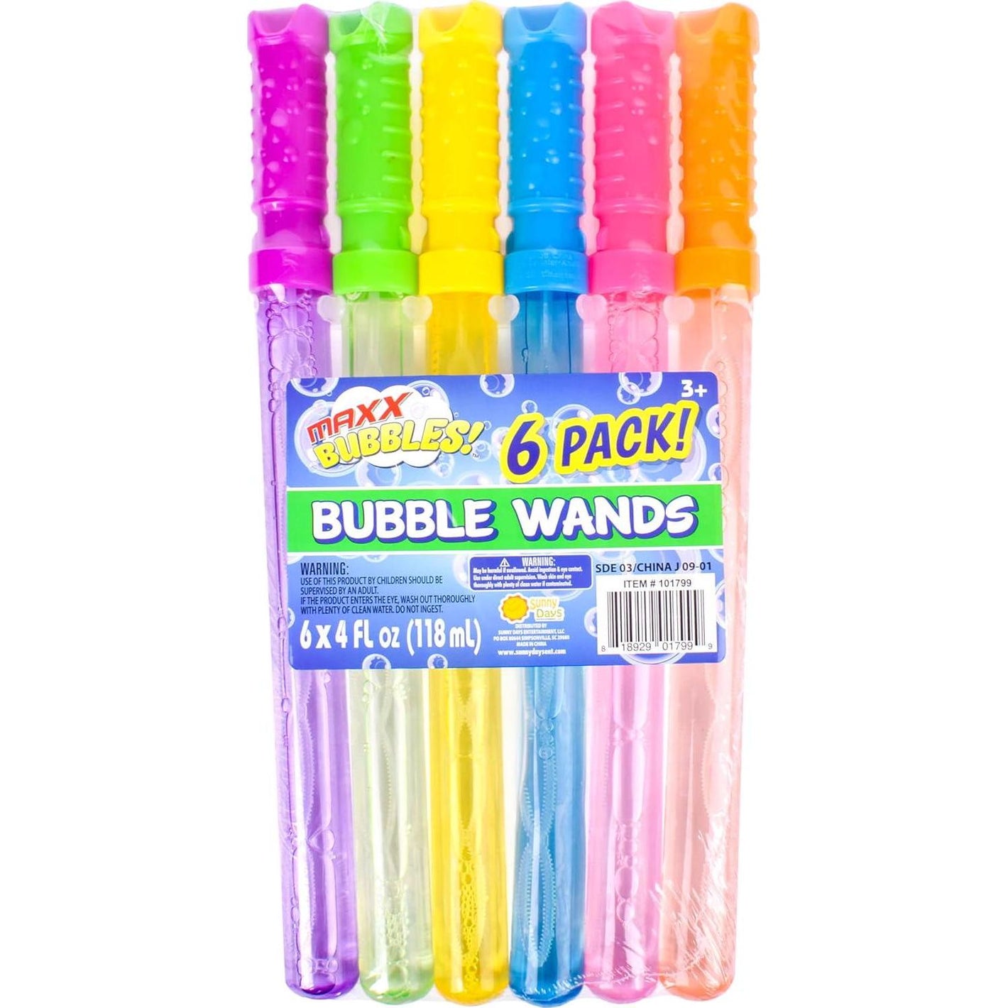 Sunny Days Maxx Bubbles Wands 4 oz Each Pack of 6 Blue Outdoor Summer Toy and Party Favor for Kids Ages 3 and Up