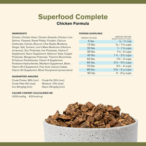 Superfood Complete Air Dried Chicken Adult Dog Food High Protein 24 oz Bag