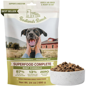 Superfood Complete Air Dried Dog Food 24 oz Beef Formula High Protein No Fillers by Katherine Heigl Natural Dog Nutrition