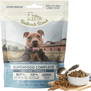 Superfood Complete Air Dried Chicken Adult Dog Food High Protein 24 oz Bag
