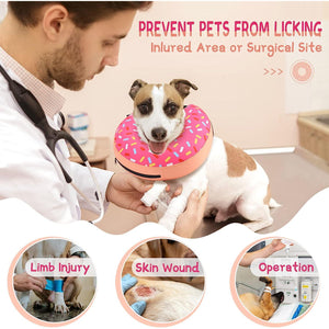 Supet Inflatable Dog Cone Collar for Surgery Recovery Donut Soft E Collar for Small Medium Large Dogs