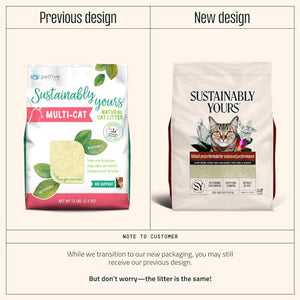Sustainably Yours Cat Litter, Mixed Grain Formula, Natural Multi-Cat Clumping, 10 lb Bag
