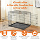 Sweetcrispy 36 Inch Folding Dog Crate with Divider Panel and Tray for Indoor Outdoor Use
