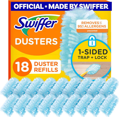 Swiffer Dusters Refill for Feather & Microfiber Duster, Disposable & Unscented, Helps Remove Allergens, 18 Count