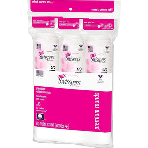 Swisspers Swisspers Premium Cotton Rounds 100 Count (Pack Of 3) - 100% Pure Cotton - Soft, Absorbent, Hypoallergenic Pads For Makeup Removal, Skincare, Baby Care And Facial Cleansing - Lint Free