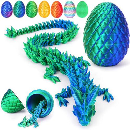 Tboline 12 Inch Green Articulated 3D Printed Dragon Egg Toy Fidget Gift for Boys and Girls Ages 4 to 12