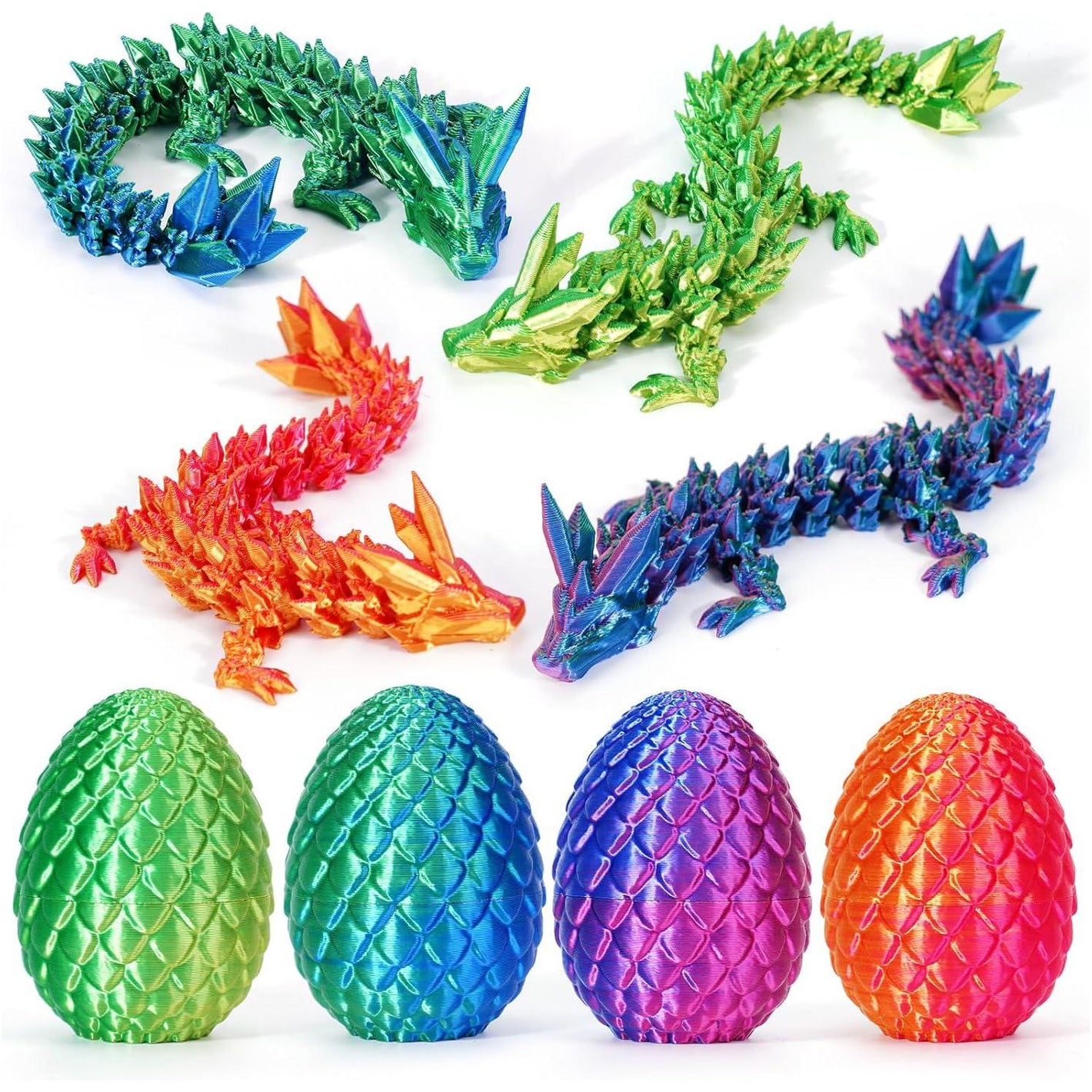 Tboline 4 Pack 3D Dragon Egg Fidget Toys Articulated Mystery Easter Eggs for Boys and Girls