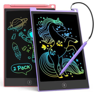 Tecjoe LCD Writing Tablet for Kids 2 Pack 8.5 Inch Color Doodle Board Birthday Travel Toy Ages 3 4 5 6