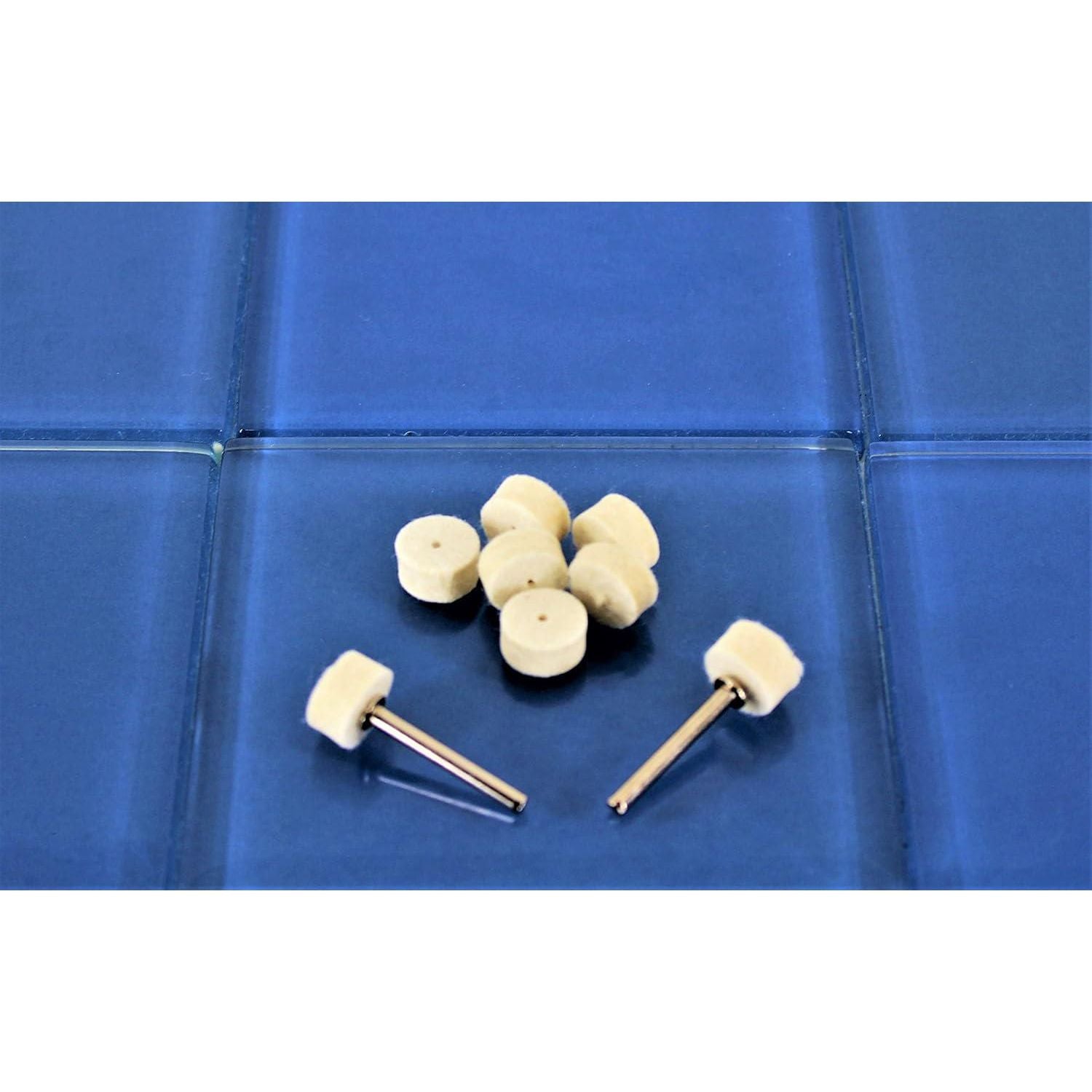 TEMO 100 Pc Felt Polishing Wool Bob Burr 1/2 Inch Diameter 1/4 Inch High Wheels #414 With 2 Screw Mandrel 401 1/8 Inch Shank For Dremel Rotary Tools,723175193420