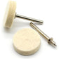 TEMO 100 Pc Felt Polishing Wool Bob Burr Abrasive Buffing Pads 1 Inch Diameter 1/4 Inch Height Wheel #429 With 2 Screw Mandrel 401 1/8 Inch Shank For Dremel Rotary Tools,