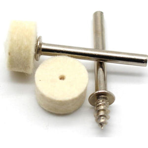 TEMO 100 Pc Felt Polishing Wool Bob Burr 1/2 Inch Diameter 1/4 Inch High Wheels #414 With 2 Screw Mandrel 401 1/8 Inch Shank For Dremel Rotary Tools,723175193420