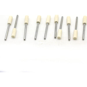 TEMO 10 Pc Felt Burrs Wool Bob Polishing Grinding #1 Cylinder 1/4 Inch 6 Mm With 1/8 Inch Shank For Dremel Rotary Tools,