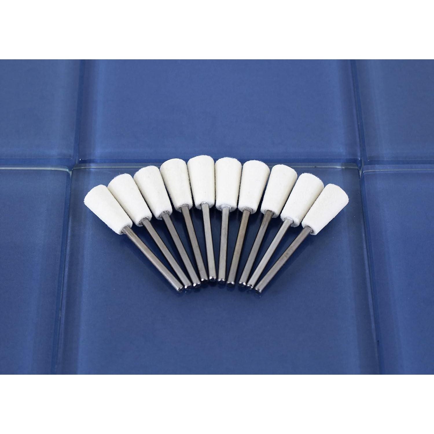 TEMO 10 Pc Felt Burrs Wool Bob Polishing Grinding #9 Inverted Cone 10 Mm 3/8 Inch With 1/8 Inch Shank For Dremel Rotary Tools,