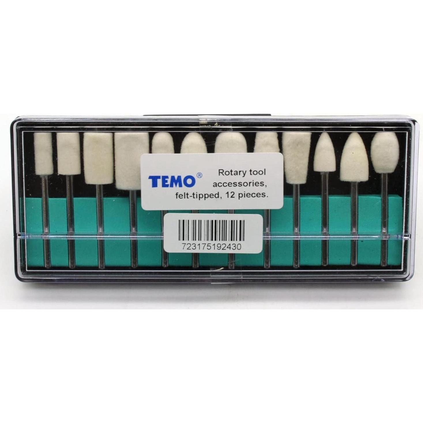 TEMO 12pc Assorted Felt Wool Bob Burr Polishing Grinding With 1/8 Inch Shank For Dremel Rotary Tools,