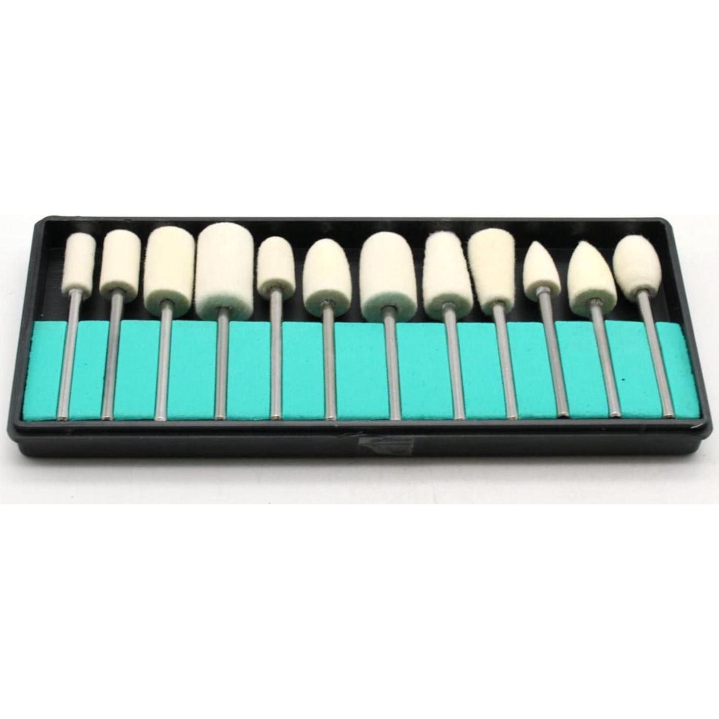 TEMO 12pc Assorted Felt Wool Bob Burr Polishing Grinding With 1/8 Inch Shank For Dremel Rotary Tools,