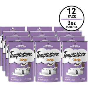 TEMPTATIONS Classic Treats For Cats Creamy Dairy Flavor 3 Ounces (Pack Of 12),