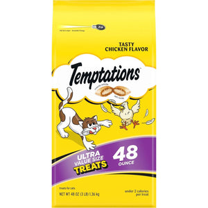 TEMPTATIONS Classic Crunchy And Soft Cat Treats Tasty Chicken Flavor, 48 Ounce (Pack Of 1),