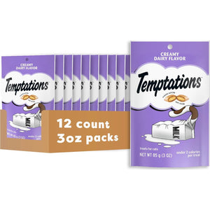 TEMPTATIONS Classic Treats For Cats Creamy Dairy Flavor 3 Ounces (Pack Of 12),