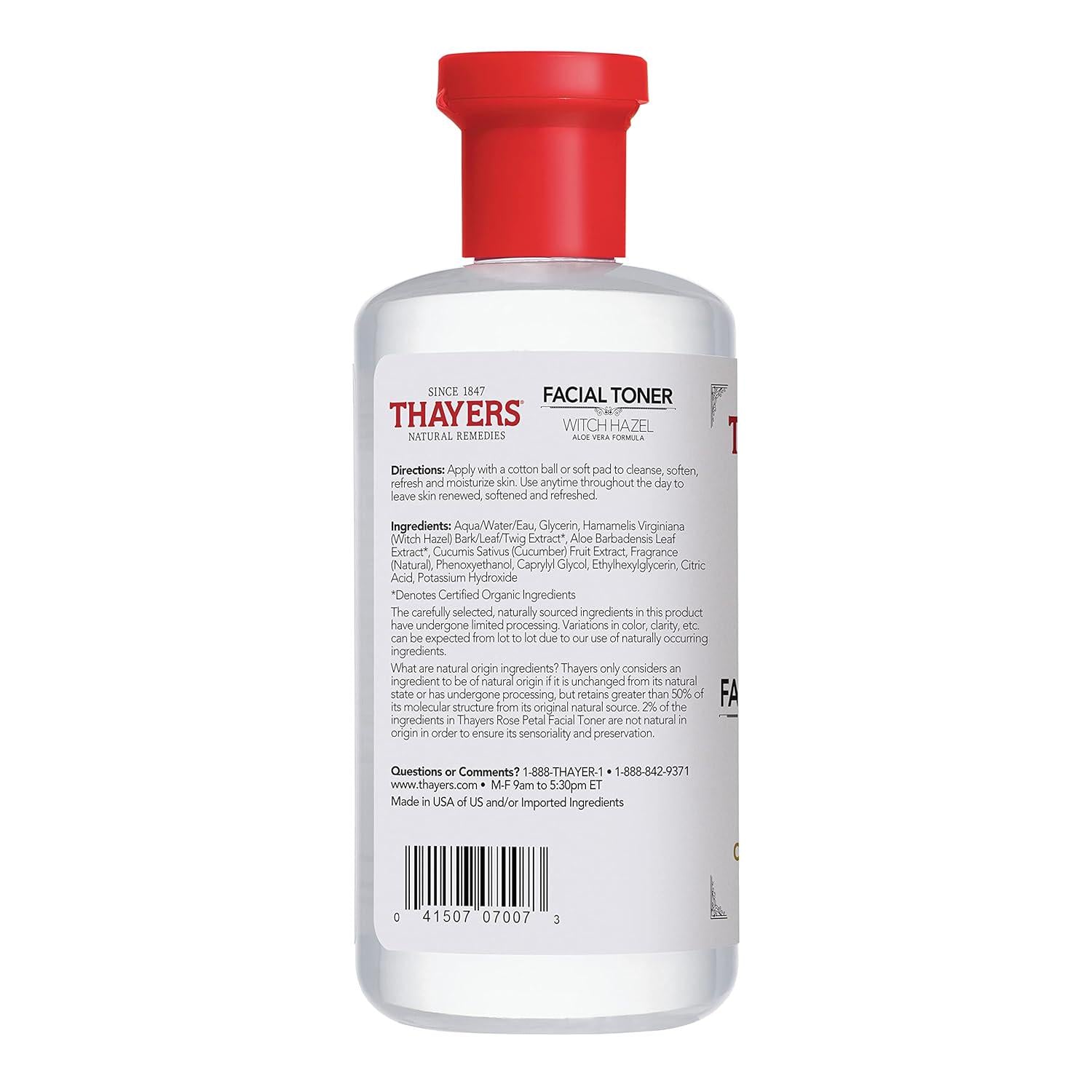 THAYERS Alcohol-Free, Hydrating Cucumber Witch Hazel Facial Toner With Aloe Vera Formula, Vegan, Dermatologist Tested And Recommended, 12 Oz,