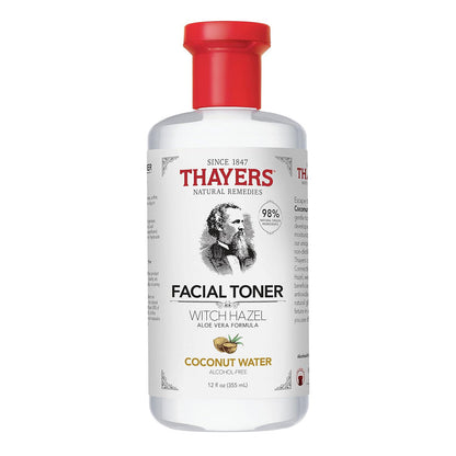 THAYERS Alcohol-Free, Hydrating Coconut Water Witch Hazel Facial Toner With Aloe Vera Formula, Vegan, Dermatologist Tested And Recommended, 12 Oz,