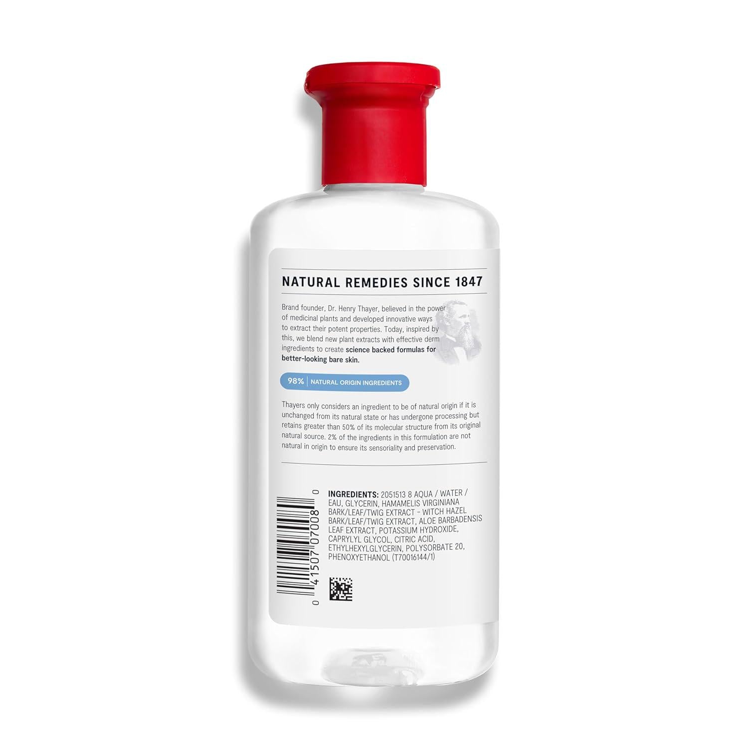 THAYERS Alcohol-Free, Hydrating, Unscented Witch Hazel Facial Toner With Aloe Vera Formula, Vegan, Dermatologist Tested And Recommended, 12 Oz (Packaging May Vary),