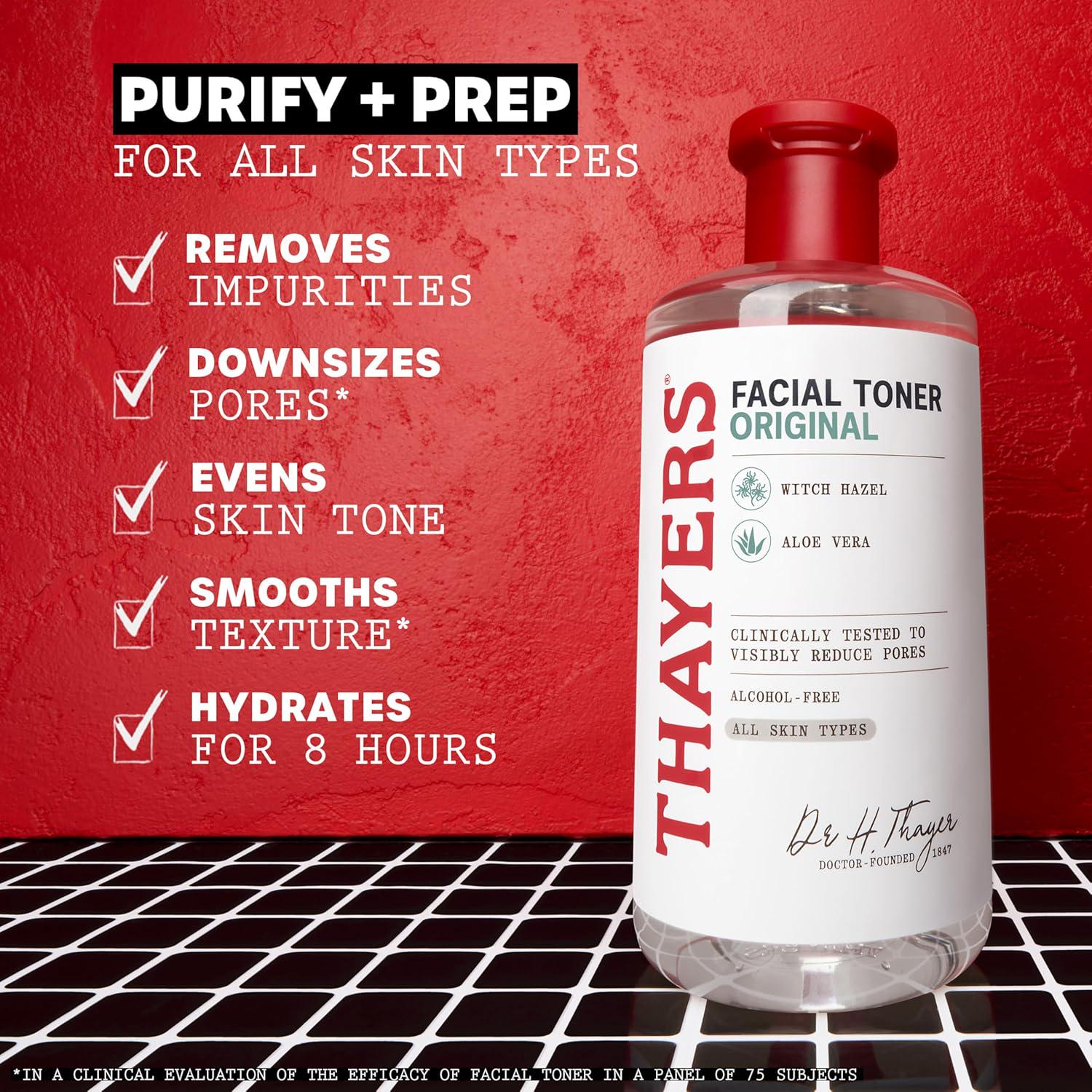 THAYERS Alcohol-Free, Hydrating Original Witch Hazel Facial Toner With Aloe Vera Formula, Vegan, Dermatologist Tested And Recommended, 12 Oz (Packaging May Vary),