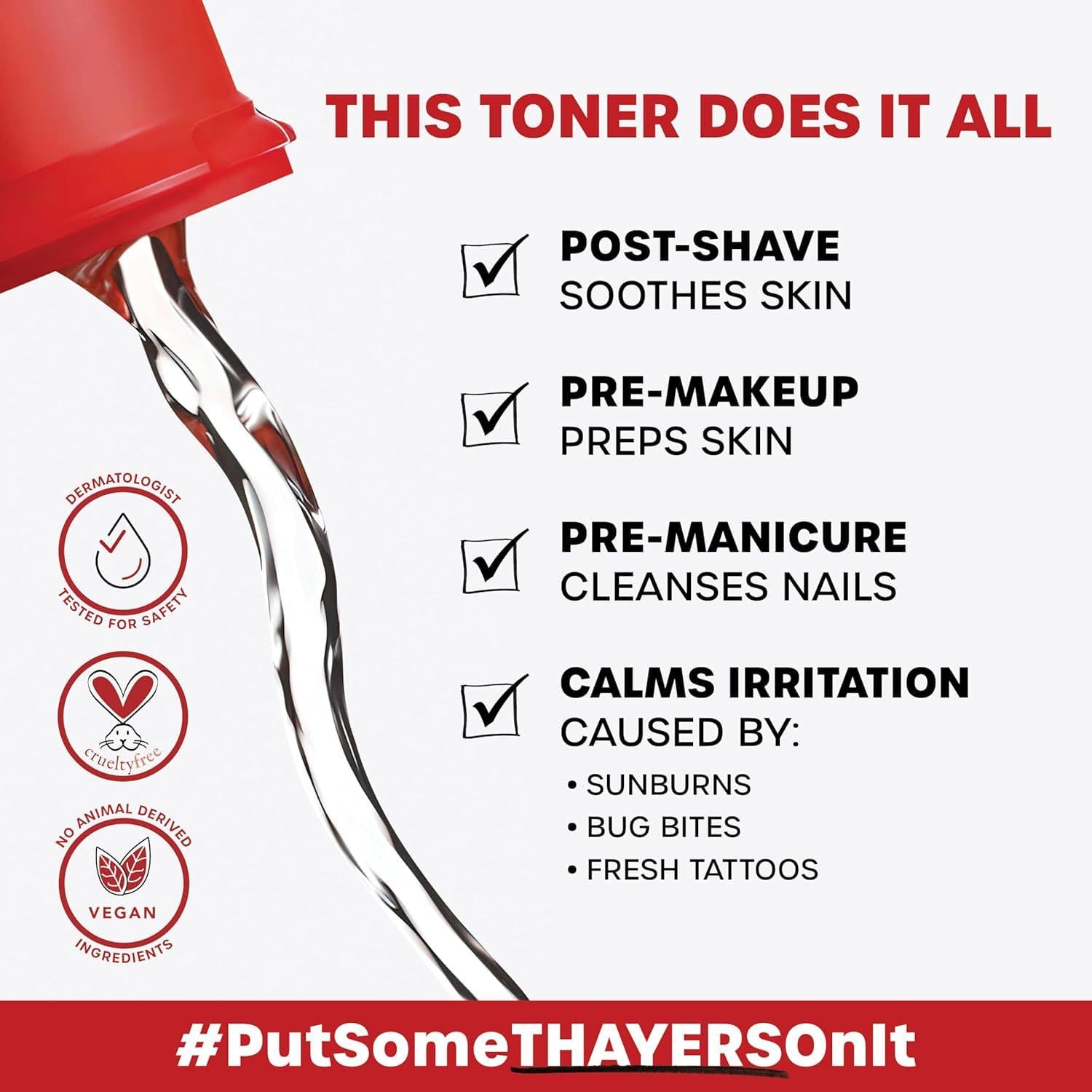 THAYERS Alcohol-Free, Hydrating, Unscented Witch Hazel Facial Toner With Aloe Vera Formula, Vegan, Dermatologist Tested And Recommended, 12 Oz (Pack Of 2),