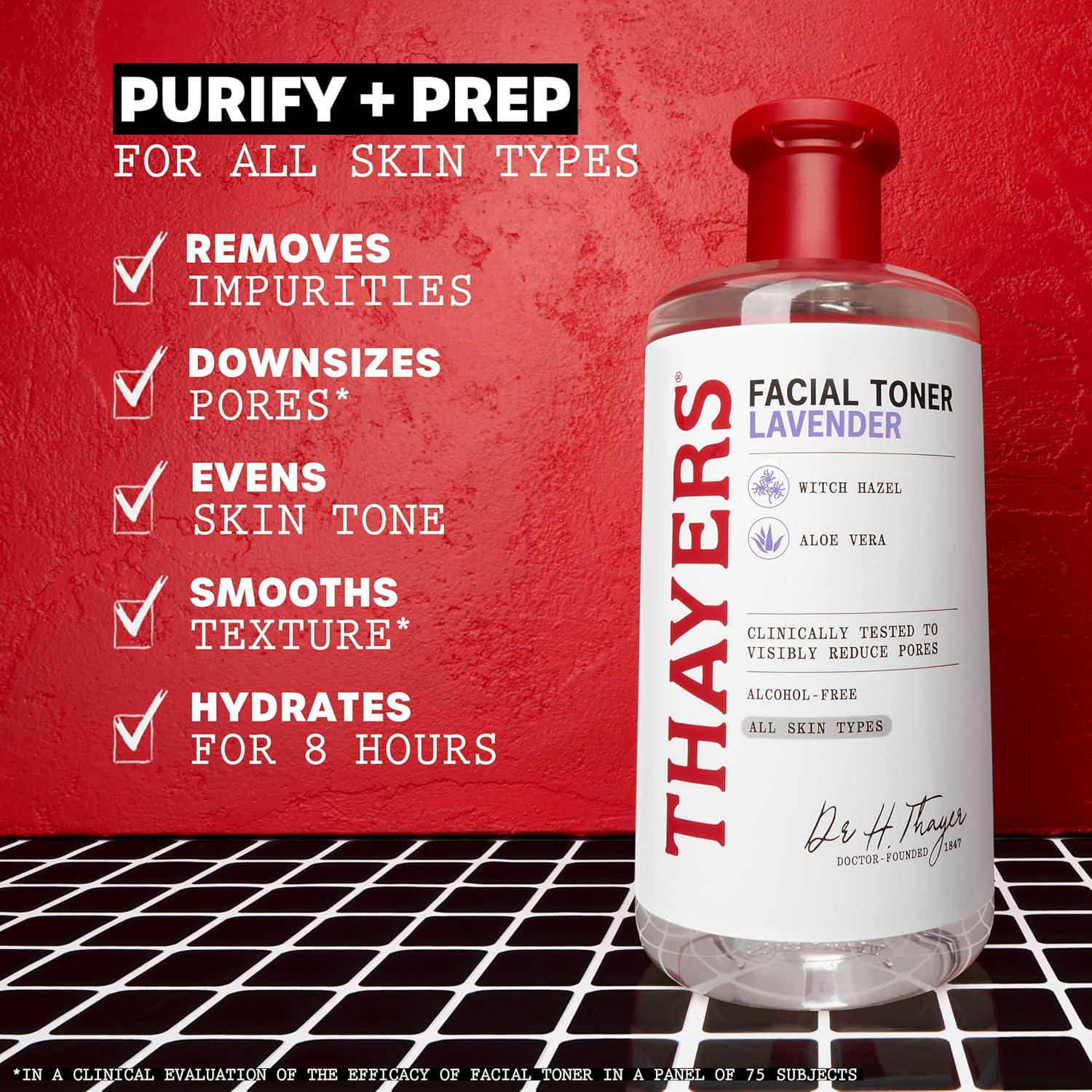 THAYERS Alcohol-Free, Hydrating Lavender Witch Hazel Facial Toner With Aloe Vera Formula, Vegan, Dermatologist Tested And Recommended, 12 Oz (Packaging May Vary),