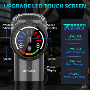 Toloco Deep Tissue Massage Gun for Athletes, 10 Massage Heads, Electric Muscle Percussion Massager, Pain Relief, FSA/HSA Eligible, Grey