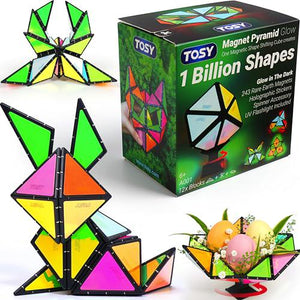 TOSY Magnet Pyramid Glow Toy with 243 Rare Earth Magnets 12 pcs STEM Puzzle Cube Shape Toy