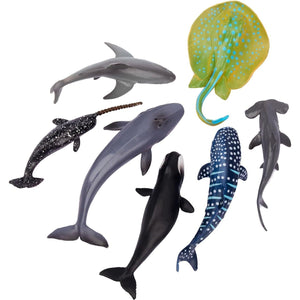 TOYMANY 24pcs Mini Ocean Animal Figurines: Realistic Cake Toppers With Sharks, Whales And Octopus - Great For Kids' Parties, Gifts And School Projects,