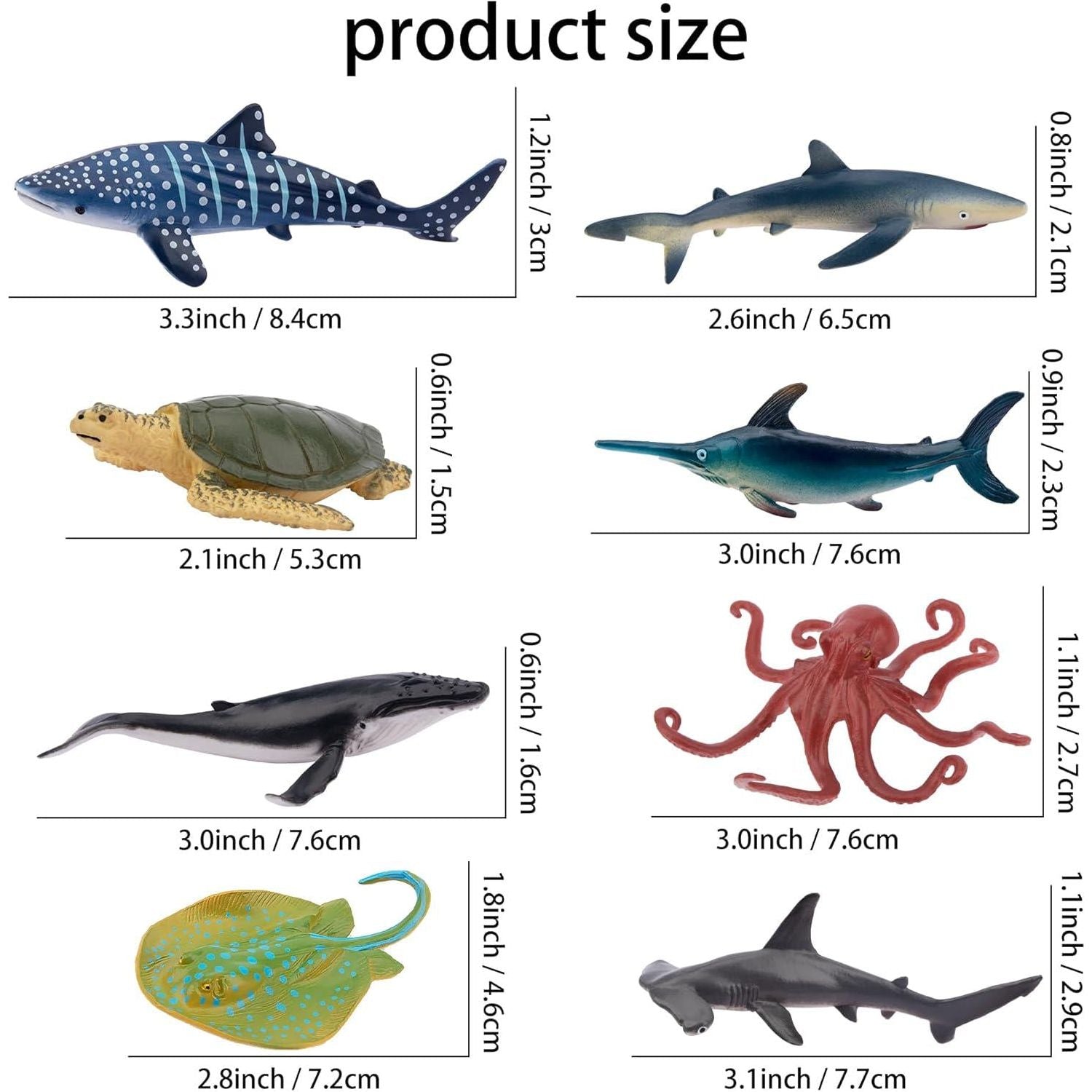 TOYMANY 24pcs Mini Ocean Animal Figurines: Realistic Cake Toppers With Sharks, Whales And Octopus - Great For Kids' Parties, Gifts And School Projects,