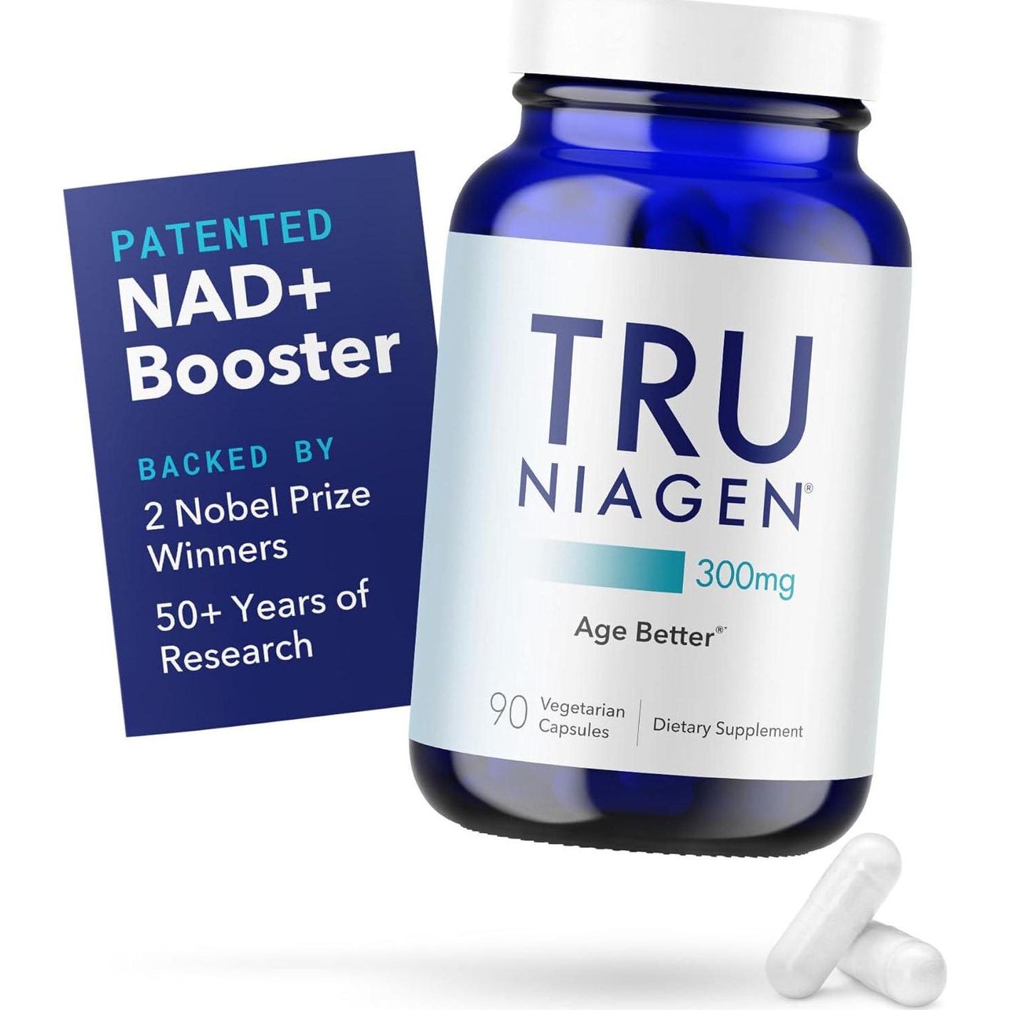Tru Niagen NAD Supplement, Anti-Aging & Cell Regeneration Support, 300mg Niagen, 90 Servings, Cellular Energy, Brain & Muscle Health
