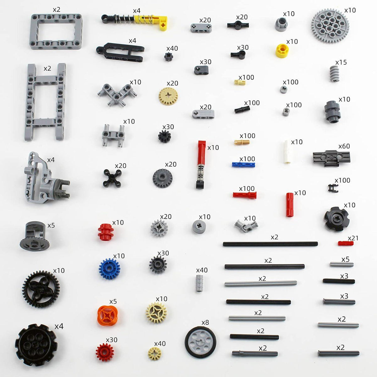 TTLYHEK 1533 PCS Technical Parts Building Block Accessories Vehicles Gears Cross Axles Wheels Connector Pieces Set Chain Link Pin Joint Shock Absorber MOC Toys,762983423114