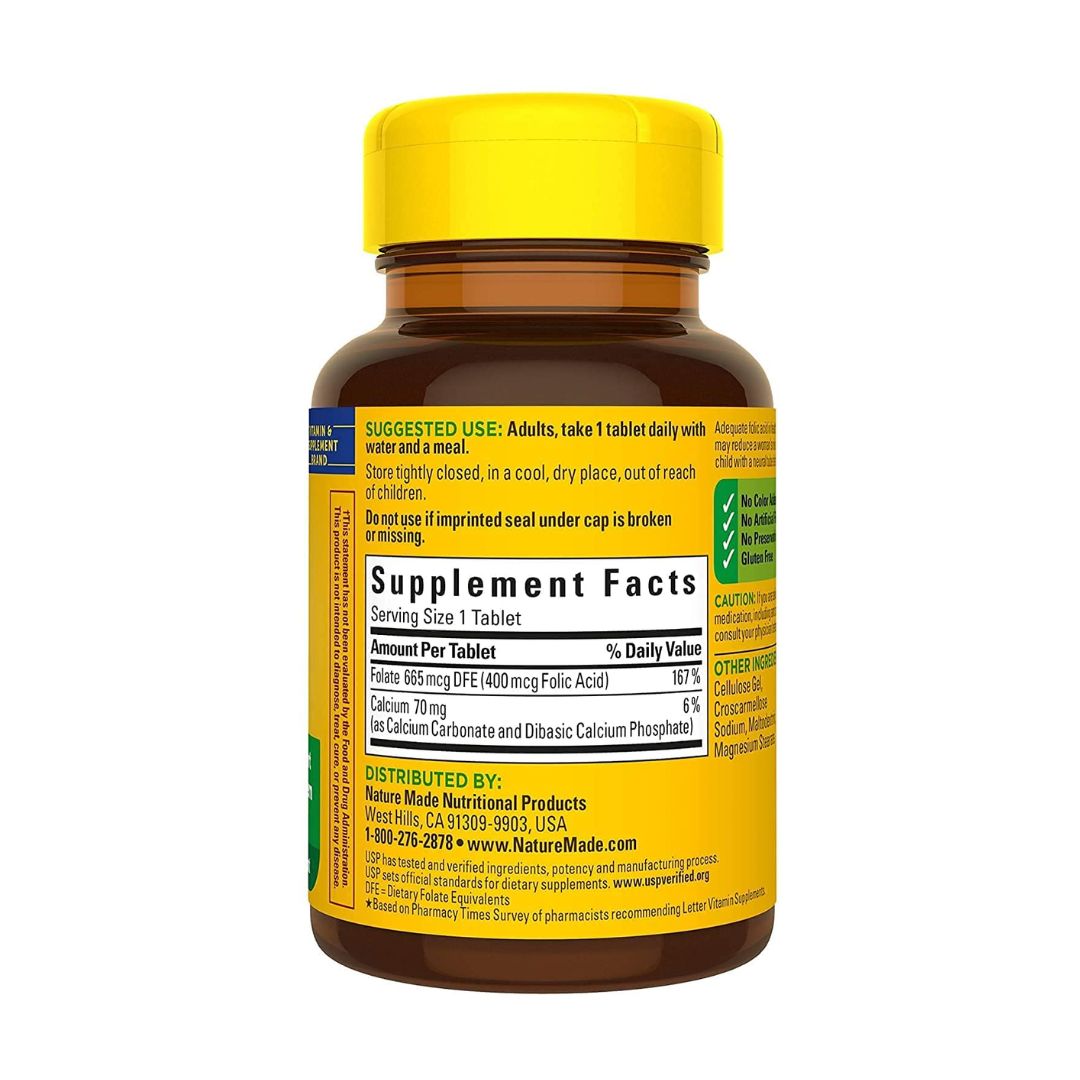 Nature Made Folic Acid 400mcg 250 Tablets,031604012748