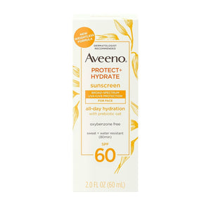 Aveeno Protect + Hydrate SPF 60 All-Day Hydration Prebiotic Oat Face Sunscreen 60ml,381371194599