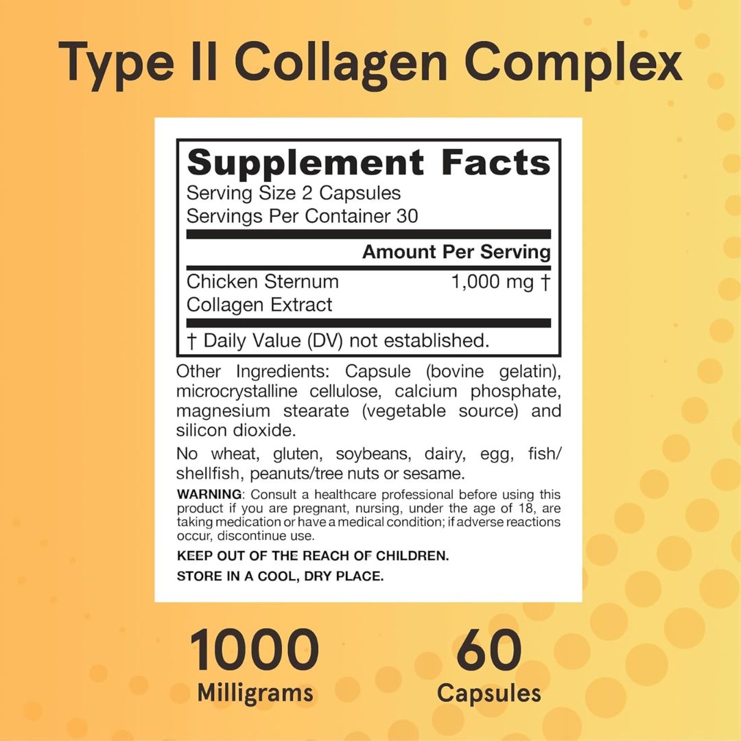 Jarrow Formulas Type II Collagen Complex 1000mg 60 Capsules,790011290513